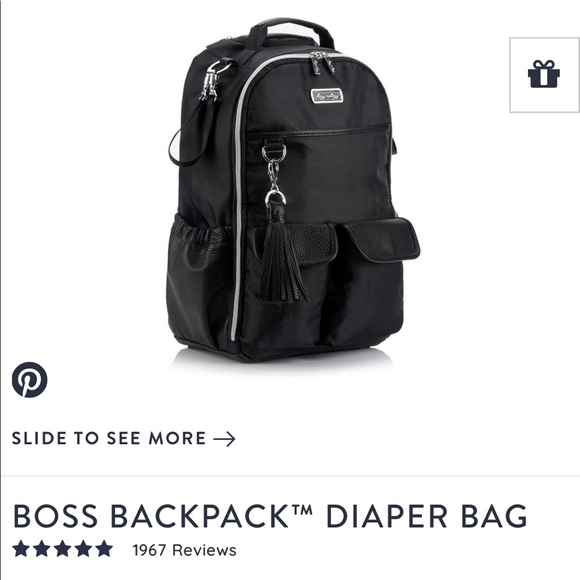 COPY - ItzyRitzy Black Herringbone Boss Backpack Diaper Bag - Picture 3 of 10